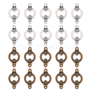 20Pcs 2 Colors Tibetan Style Alloy Connector Charms, Ring with Skull, Antique Bronze & Antique Silver, 24x14x2mm, 10pcs/color(FIND-AR0002-96)
