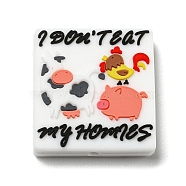 Don't eat My Homes Food Grade Eco-Friendly Silicone Focal Beads, Silicone Teething Beads, Pink, 31x29x7.5mm, Hole: 2.2mm(SIL-H006-01C)