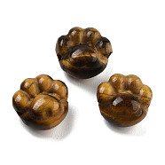 Natural Tiger Eye Beads, Paw Print, 15~15.5x15x9mm, Hole: 1.5mm(G-H007-02E)