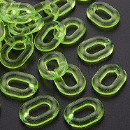 Transparent Acrylic Linking Rings, Quick Link Connectors, for Cable Chains Making, Oval, Lawn Green, 24x18x5mm, Inner Diameter: 13x7mm, about 403pcs/500g(MACR-S373-19-B09)