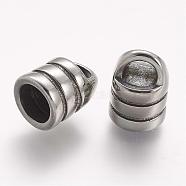 304 Stainless Steel Cord Ends, End Caps, Antique Silver, 13x10mm, Hole: 3mm, Inner Diameter: 7mm(STAS-A032-187AS)