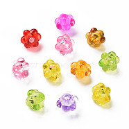 Transparent Acrylic Beads, Flower, Mixed Color, 10x9x9mm, Hole: 2mm, about 1580pcs/500g(MACR-N013-005)