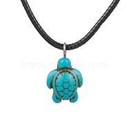 Sea Turtle Synthetic Howlite Pendant Necklaces, Imitation Leather Cord Necklaces for Women Men, 17.44 inch(44.3cm)(NJEW-JN05085)