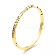 Ion Plating(IP) 304 Stainless Steel Hinged Bangle with Rhinestone, Golden, Inner Diameter: 2x2-3/8 inch(5x5.9cm)(BJEW-M309-03G)