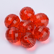 Transparent Acrylic Beads, Faceted, Round, Red, 10x10mm, Hole: 1.9mm, about 878pcs/500g(TACR-Q254-10mm-V12)