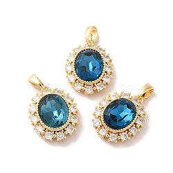 Brass Micro Pave Cubic Zirconia Pendants, Oval, Real 18K Gold Plated, 18x14.5x7mm, Hole: 3.6x2.2mm(KK-M243-01G)