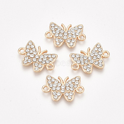 Alloy Links connectors, with Rhinestone, Butterfly, Crystal, Golden, 13x19x2mm, Hole: 1.5mm(PALLOY-S118-35)