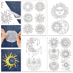 4 Sheets 11.6x8.2 Inch Stick and Stitch Embroidery Patterns, Non-woven Fabrics Water Soluble Embroidery Stabilizers, Sun, 297x210mmm(DIY-WH0455-007)