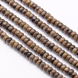 Natural Petrified Wood Beads Strands, Faceted, Rondelle, Camel, 4x2.5mm, Hole: 0.5mm(G-G551-06)
