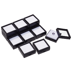 Square Plastic Loose Diamond Display Boxes, Clear Window Small Jewelry Storage Case with Sponge, White, 4.15x4.15x1.65cm(CON-WH0092-61B-02)