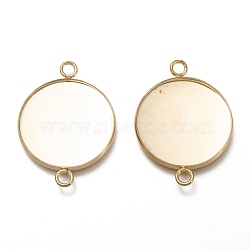 304 Stainless Steel Cabochon Connector Settings, Plain Edge Bezel Cups, Flat Round, Real 18K Gold Plated, Tray: 25mm, 36x27x2mm, Hole: 3mm(STAS-H130-23G-G)