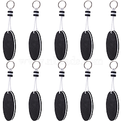 10Pcs Iron Plastic Keychains, Oval, Platinum, Black, 160mm(KEYC-GF0001-27A)