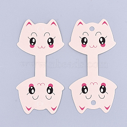 Kitten Cardboard Display Cards, Used For Necklaces, Cat Head, Misty Rose, 11x5.4cm(CDIS-T003-20)