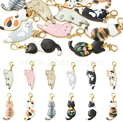12Pcs Alloy Enamel Pendant Decorations, with Alloy Lobster Claw Clasps, Mixed Color, 42~43mm(HJEW-YW00472)