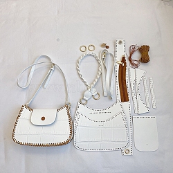 DIY Imitation Leather Crossbody Lady Bag Making Kits, Handmade Crochet Shoulder Bags Sets for Beginners, White, Finish Product: 16x24x6cm(PW-WG56265-03)