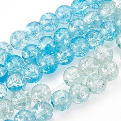 Baking Painted Crackle Glass Bead Strands, Round, Light Blue, 8.5mm, Hole: 1.2mm, about 103pcs/strand, 31.29 inch~31.49  inch(79.5~80cm)(CCG-XCP0001-01)