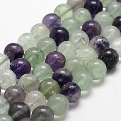 Natural Fluorite Bead Strands, Round, Grade AB+, 6mm, Hole: 1mm, about 61pcs/strand, 14.9 inch~15.1 inch(G-D840-56-6mm-AB+)