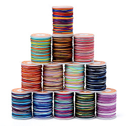 Segment Dyed Polyester Thread, Braided Cord, Mixed Color, 0.8mm, about 10.93 yards(10m)/roll(NWIR-I013-A)