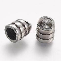 304 Stainless Steel Cord Ends, End Caps, Antique Silver, 13x10mm, Hole: 3mm, Inner Diameter: 7mm(STAS-A032-187AS)