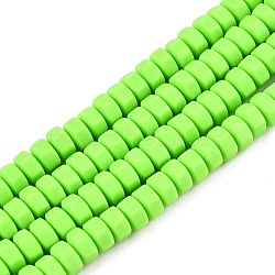 Handmade Polymer Clay Beads Strand, Hexagon, Lawn Green, 6x6.5x3.5mm, Hole: 1.4mm, about 109~110pcs/strand, 15.63~15.79 inch(39.7~40.1cm)(CLAY-T021-01C)