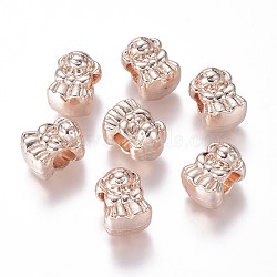 Alloy European Beads, Large Hole Beads, Girl, Rose Gold, 13.5x10x9.5mm, Hole: 5mm(MPDL-L028-37RG-AAA)