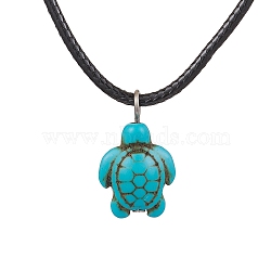 Sea Turtle Synthetic Howlite Pendant Necklaces, Imitation Leather Cord Necklaces for Women Men, 17.44 inch(44.3cm)(NJEW-JN05085)