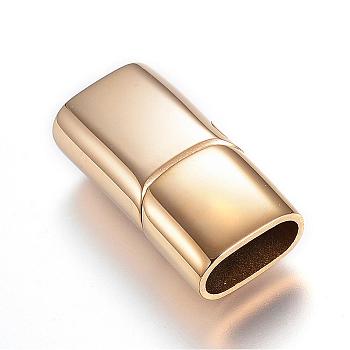 304 Stainless Steel Magnetic Clasps with Glue-in Ends, Rectangle, Golden, 28.5x14x8.5mm, Hole: 12x7mm