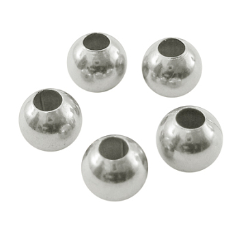 Brass Spacer Beads, Round, Silver Color Plated, about 6mm in diameter, hole: 2.5mm