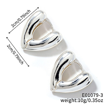 Elegant Heart Hoop Earrings, with Smooth Surface, Trendy and Versatile, Silver, 20x20mm