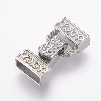 304 Stainless Steel Fold Over Magnetic Clasps, Smooth Surface, Stainless Steel Color, 28x14x7.5mm, Hole: 4x12mm
