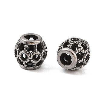 304 Stainless Steel European Beads, Large Hole Beads, Round, Antique Silver, 10mm, Hole: 4mm