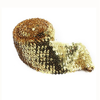 Polyester Paillette Chain Rolls, Sparkle, Clothing Accessories, Gold, 3 inch(75mm)