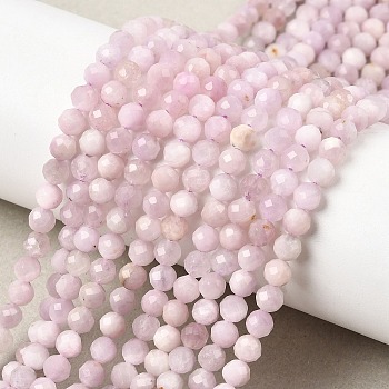 Natural Kunzite Beads Strands, Faceted, Round, 4~4.5mm, Hole: 0.7mm, about 94pcs/strand, 15.16''(38.5cm)