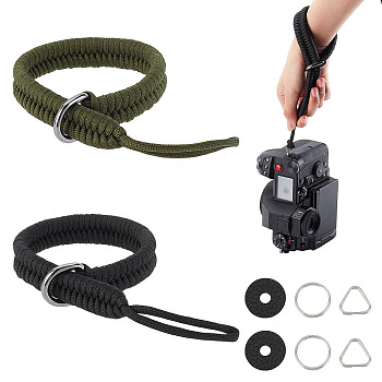 2 Sets 2 Colors Nylon Camera Cage Wrist Strap, Hand Strap, Secure Grip, with 201 Stainless Steel & Iron Split Rings, Mixed Color, Strap: 387x21x8mm, 1 set/color