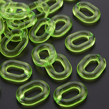 Transparent Acrylic Linking Rings, Quick Link Connectors, for Cable Chains Making, Oval, Lawn Green, 24x18x5mm, Inner Diameter: 13x7mm, about 403pcs/500g