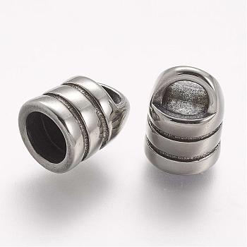 304 Stainless Steel Cord Ends, End Caps, Antique Silver, 13x10mm, Hole: 3mm, Inner Diameter: 7mm