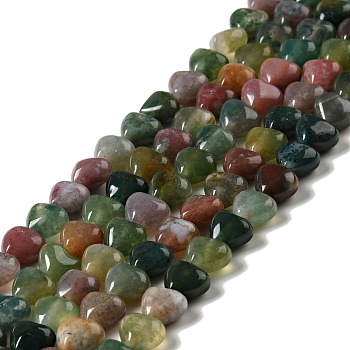 Natural Indian Agate Beads Strands, Heart, 8~8.5x8~9x5mm, Hole: 1mm, about 50~51pcs/strand, 15.55~15.75''(39.5~40cm)