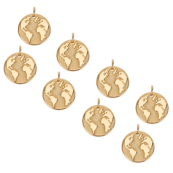 Unicraftale 304 Stainless Steel Pendants, with Jump Ring, Earth, Golden, 8pcs/box