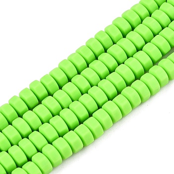 Handmade Polymer Clay Beads Strand, Hexagon, Lawn Green, 6x6.5x3.5mm, Hole: 1.4mm, about 109~110pcs/strand, 15.63~15.79 inch(39.7~40.1cm)