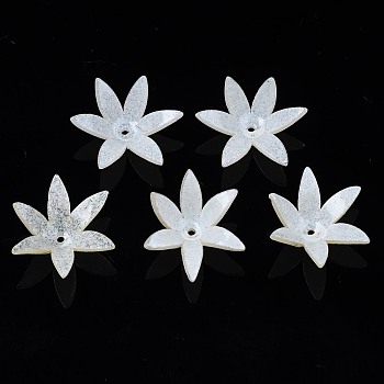 Plastic Beads, Flower, Creamy White, 14~15x16~17x5.5mm, Hole: 1mm