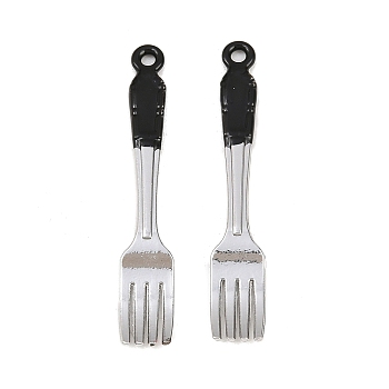 Alloy Enamel Big Pendants, Platinum, Fork, 53x9x3mm, Hole: 2mm