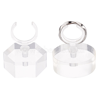 AHADERMAKER 2 Sets 2 Styles Oval & Hexagon Acrylic Finger Ring Display Holders(RDIS-GA0001-02)-7