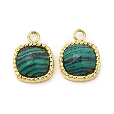 Real 18K Gold Plated Square Malachite Charms
