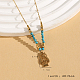 Vintage Christmas Stainless Steel & Synthetic Turquoise Pendant Necklaces for Women(HS2328-5)-1