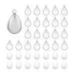 DIY Blank Teardrop 304 Stainless Steel Pendant Making Kits, Stainless Steel Color, Tray: 14x10mm, 17.5x10.5x1.5mm, Hole: 1.6mm(DIY-UN0056-04)