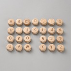 Wood Beads, Flat Round & Letter, Letter A~Z, 15x8mm, Hole: 3mm, 26pcs/set(WOOD-WH0062-17)