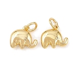 Brass Charms, Elephant Charms, Real 18K Gold Plated, 10x11x3.5mm, Hole: 3.5mm(KK-G549-08G)