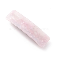 Cellulose Acetate(Resin) Hair Barrette, with Platinum Iron Findings, Rectangle, Pink, 84.5x24x14mm(PHAR-F012-02H)