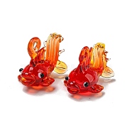 Handmade Lampwork Pendants, Fish, Red, 18.5~20.5x17~18x23~27mm, Hole: 2.5~4mm(LAMP-N025-01)