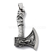 Tibetan Style Alloy Pendants, Axe Charms, Antique Silver, 48x25x6mm, Hole: 8x4.5mm(TIBE-L012-025AS)